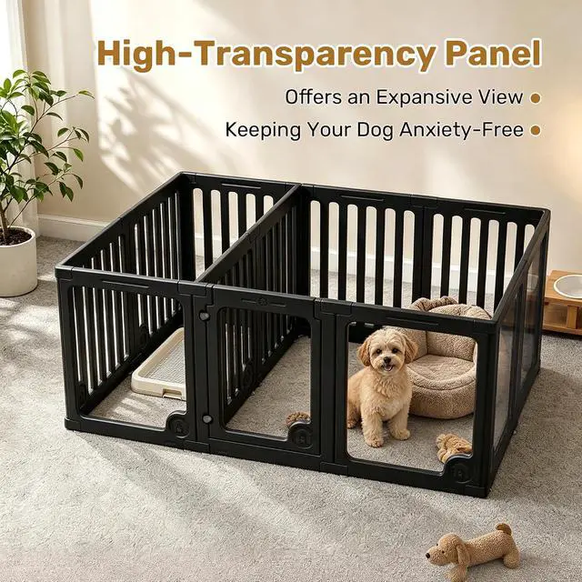 Alt view image 7 of 7 - Clear Acrylic Dog Playpen Panels with Door | Sturdy Dog Fence with Safety Locking Door Indoor & Outdoor, Easy Assemble Modular Enclosure for Puppies Cats Rabbits