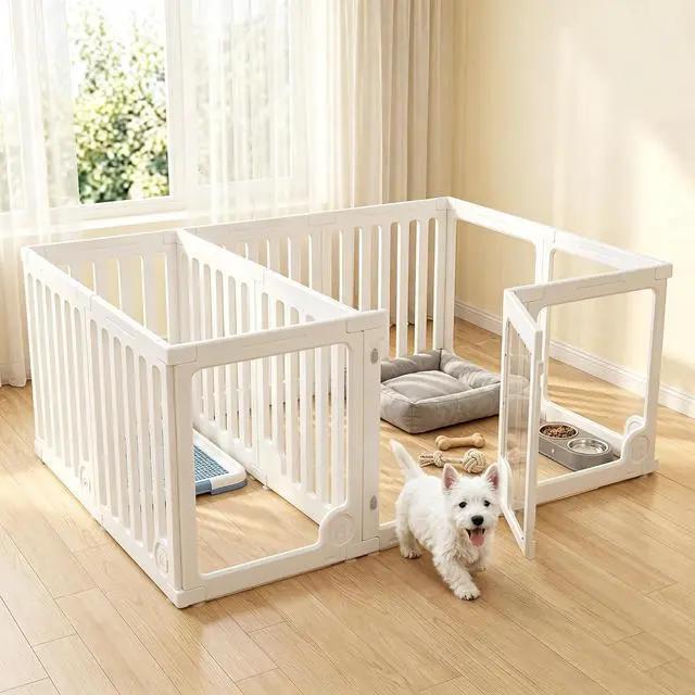 Main image of Clear Acrylic Dog Playpen Panels with Door | Sturdy Dog Fence with Safety Locking Door Indoor & Outdoor, Easy Assemble Modular Enclosure for Puppies Cats Rabbits