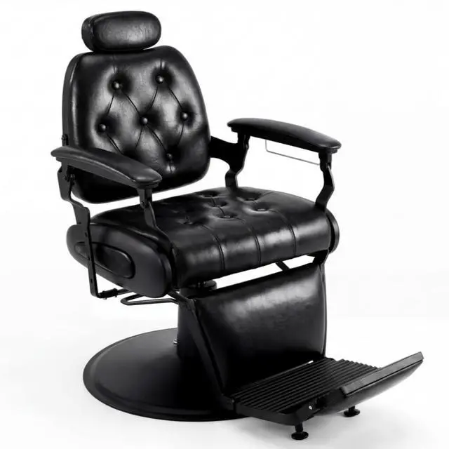 Main image of Barber Chair, Heavy Duty Vintage Recline Hydraulic Barber Chair with Towel Bar, 360° Swivel All Purpose Professional Salon Chair Barber Shop Beauty Salon Tattoo Parlor Shampoo Equipment, Black