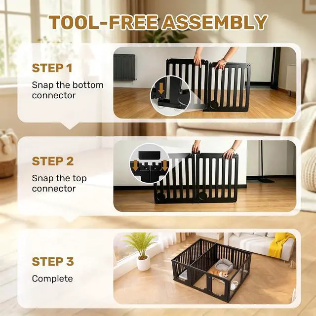 Alt view image 4 of 7 - Clear Acrylic Dog Playpen Panels with Door | Sturdy Dog Fence with Safety Locking Door Indoor & Outdoor, Easy Assemble Modular Enclosure for Puppies Cats Rabbits