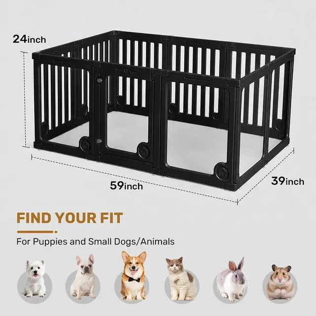 Alt view image 2 of 7 - Clear Acrylic Dog Playpen Panels with Door | Sturdy Dog Fence with Safety Locking Door Indoor & Outdoor, Easy Assemble Modular Enclosure for Puppies Cats Rabbits