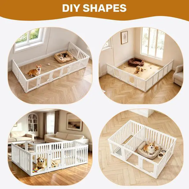 Alt view image 5 of 7 - Clear Acrylic Dog Playpen Panels with Door | Sturdy Dog Fence with Safety Locking Door Indoor & Outdoor, Easy Assemble Modular Enclosure for Puppies Cats Rabbits