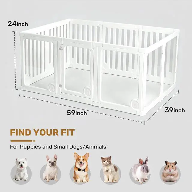 Alt view image 2 of 7 - Clear Acrylic Dog Playpen Panels with Door | Sturdy Dog Fence with Safety Locking Door Indoor & Outdoor, Easy Assemble Modular Enclosure for Puppies Cats Rabbits
