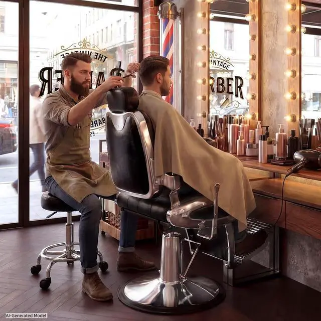 Alt view image 2 of 7 - Barber Chair with Stool, Heavy Duty Vintage Recline Hydraulic Barber Chair, 360° Swivel All Purpose Professional Salon Chair Barber Shop Beauty Salon Shampoo Equipment, Black and Silver