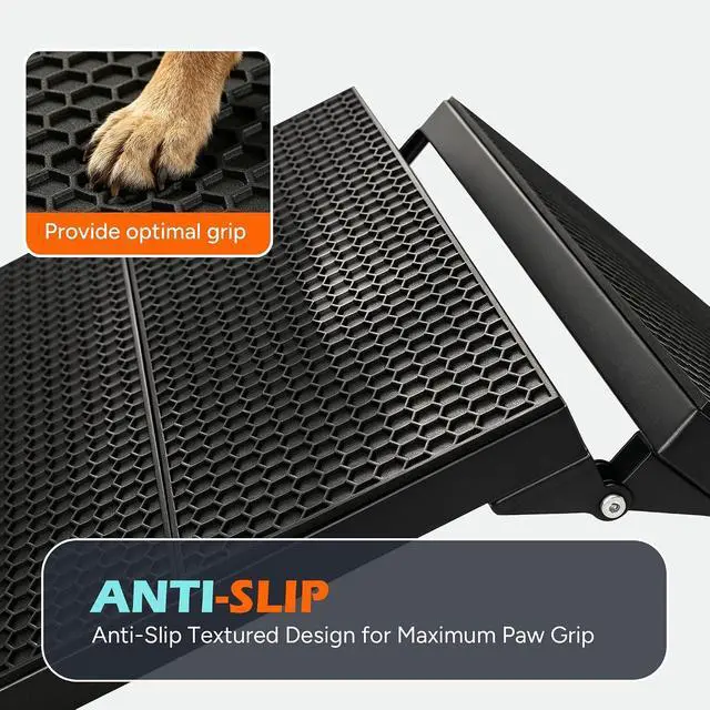 Alt view image 4 of 7 - Foldable Dog Ramp for Car, 71in Portable Ramp for Large Dogs | Extra Long and Wide Folding Pet Ramp with Non-Slip Surface, Collapsible Pet Stair Rams for SUV Car Truck, Holds Up to 350 Lbs