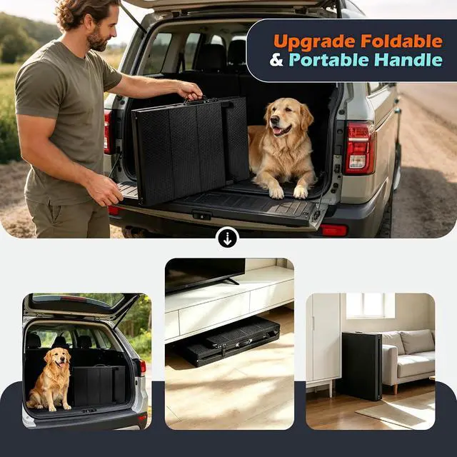 Alt view image 6 of 7 - Foldable Dog Ramp for Car, 71in Portable Ramp for Large Dogs | Extra Long and Wide Folding Pet Ramp with Non-Slip Surface, Collapsible Pet Stair Rams for SUV Car Truck, Holds Up to 350 Lbs