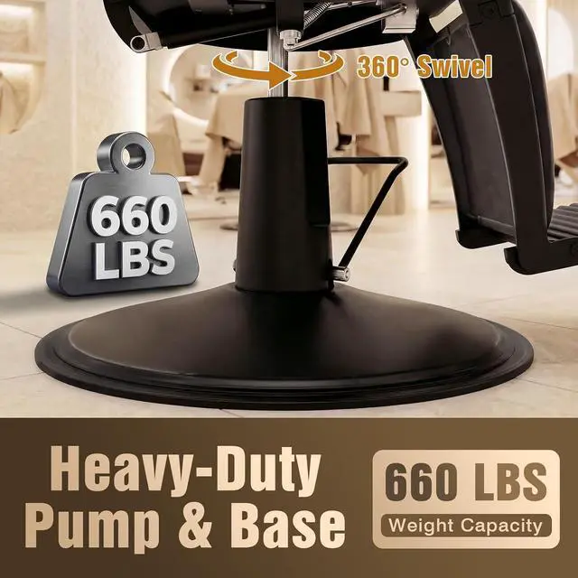 Alt view image 6 of 7 - Barber Chair, Heavy Duty Vintage Recline Hydraulic Barber Chair with Towel Bar, 360° Swivel All Purpose Professional Salon Chair Barber Shop Beauty Salon Tattoo Parlor Shampoo Equipment, Black