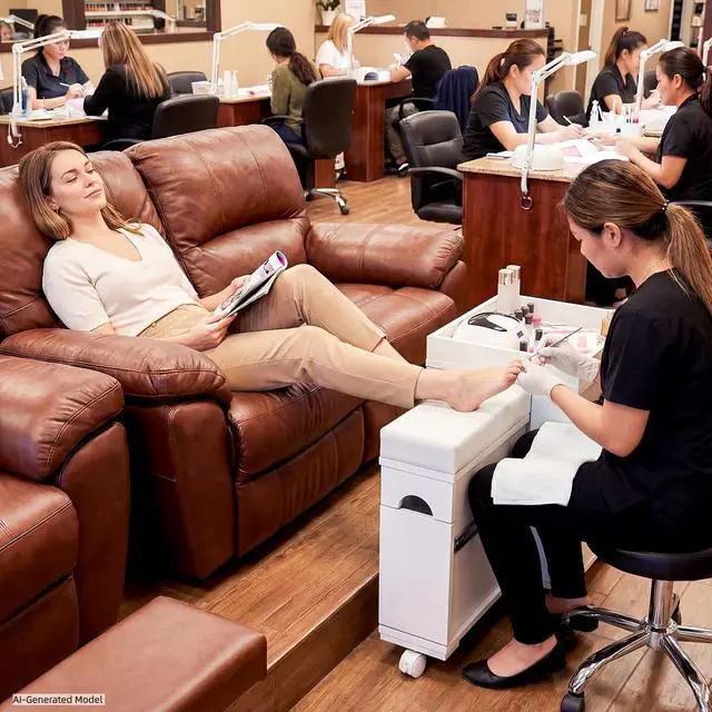 Alt view image 2 of 7 - Pedicure Trolley Cart with Foot Rest, Wheels, Storage Shelves & Cabinet, Extendable Mobile Pedicure Foot Stool Stand Manicure Station for Nail Tech/Home Salon, 26.3" L