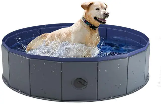 Main image of Foldable Dog Pool, Collapsible Plastic Dog Swimming Pool, 40x12in | Portable Bath Tub for Large Pets Dogs, Pet Wading Pool Indoor and Outdoor Use