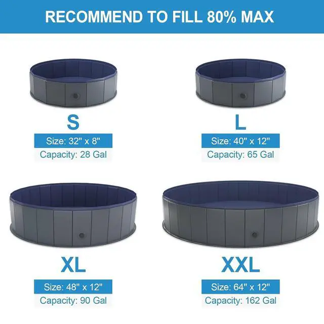 Alt view image 2 of 7 - Foldable Dog Pool, Collapsible Plastic Dog Swimming Pool, 40x12in | Portable Bath Tub for Large Pets Dogs, Pet Wading Pool Indoor and Outdoor Use