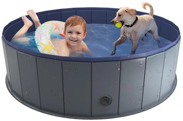 Main image of Foldable Dog Pool, Collapsible Plastic Dog Swimming Pool, 48x12in | Portable Bath Tub for Large Pets Dogs, Pet Wading Pool Indoor and Outdoor Use