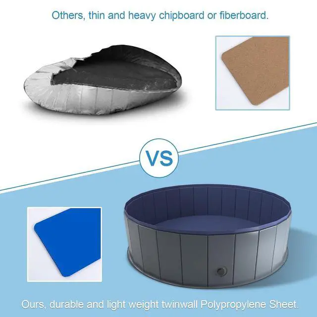 Alt view image 5 of 7 - Foldable Dog Pool, Collapsible Plastic Dog Swimming Pool, 48x12in | Portable Bath Tub for Large Pets Dogs, Pet Wading Pool Indoor and Outdoor Use