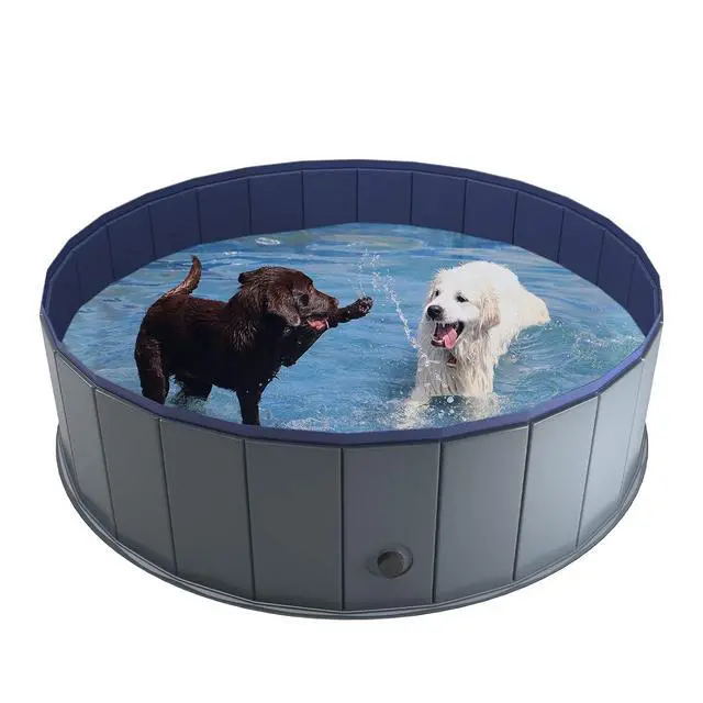 Alt view image 7 of 7 - Foldable Dog Pool, Collapsible Plastic Dog Swimming Pool, 48x12in | Portable Bath Tub for Large Pets Dogs, Pet Wading Pool Indoor and Outdoor Use