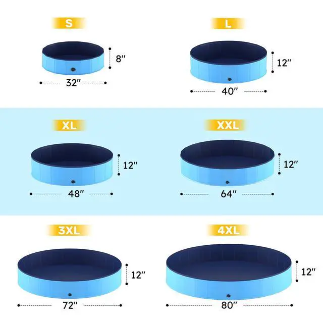 Alt view image 4 of 6 - Foldable Dog Pool, Collapsible Plastic Dog Swimming Pool, 40x12in | Portable Bath Tub for Large Pets Dogs, Pet Wading Pool Indoor and Outdoor Use