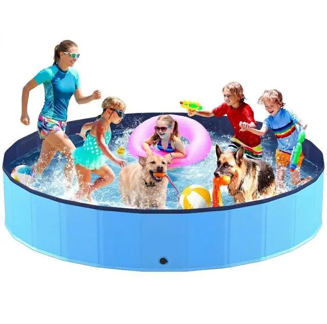 Main image of Portable Dog Pool, Foldable Pet Swimming Pool, Anti-Slip Collapsible Pet Bathtub, Hard Plastic Bath Pool for Pets Dogs and Cats, 88 x 16 in