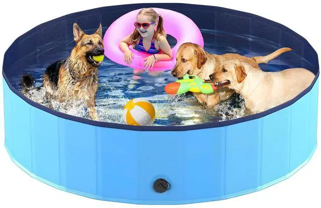 Main image of Foldable Dog Pool, Collapsible Plastic Dog Swimming Pool, 72x12 in | Portable Bath Tub for Large Pets Dogs, Pet Wading Pool Indoor and Outdoor Use
