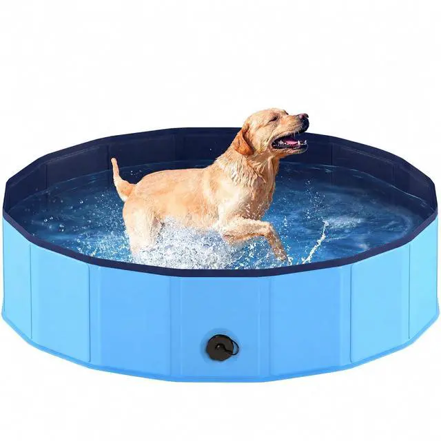 Main image of Foldable Dog Pool, Collapsible Plastic Dog Swimming Pool, 32x8in | Portable Bath Tub for Large Pets Dogs, Pet Wading Pool Indoor and Outdoor Use