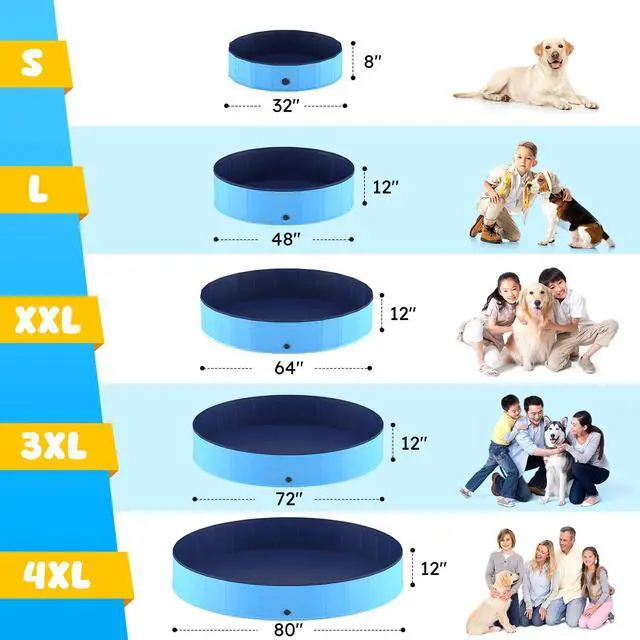 Alt view image 4 of 6 - Foldable Dog Pool, Collapsible Plastic Dog Swimming Pool, 64x12 in | Portable Bath Tub for Large Pets Dogs, Pet Wading Pool Indoor and Outdoor Use