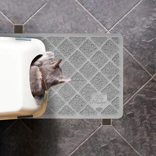 Alt view image 2 of 7 - Premium Cat Litter Mat, Litter Box Mat with Non-Slip and Waterproof Backing, Litter Trapping Mat Soft on Kitty Paws and Easy to Clean, Cat Mat Traps Litter from Box