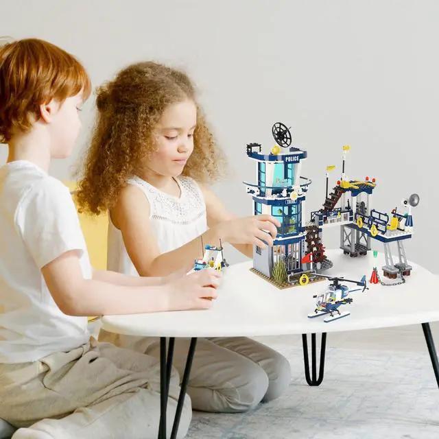 Alt view image 6 of 7 - City Police Station STEM Building Sets, Compatible with Lego Military Helicopter Airplane,Boats Ship, Swat Team,Building Kit for Kids, 565 PCS Best Gift for 6-10 Boys | Compatible with Military Helico