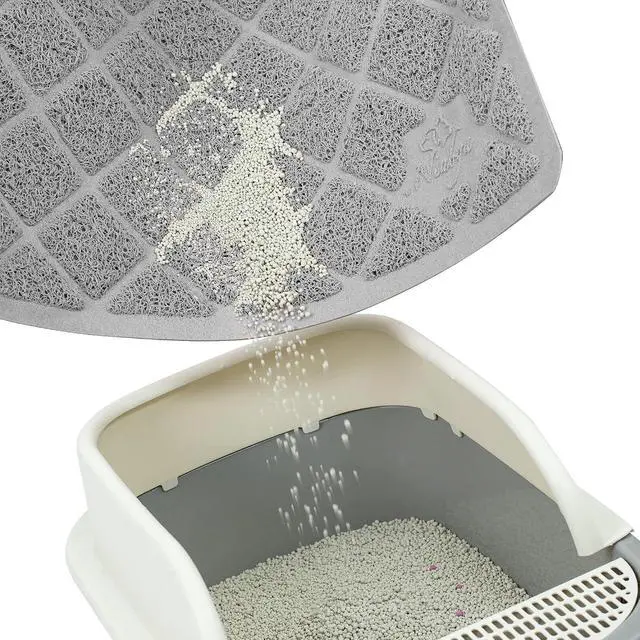Alt view image 3 of 7 - Premium Cat Litter Mat, Litter Box Mat with Non-Slip and Waterproof Backing, Litter Trapping Mat Soft on Kitty Paws and Easy to Clean, Cat Mat Traps Litter from Box