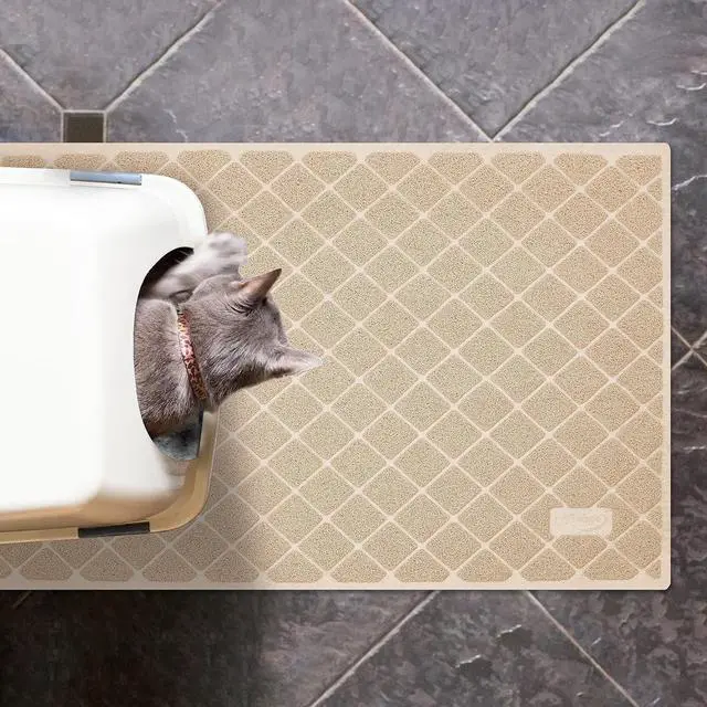 Alt view image 2 of 7 - Premium Cat Litter Mat, Litter Box Mat with Non-Slip and Waterproof Backing, Litter Trapping Mat Soft on Kitty Paws and Easy to Clean, Cat Mat Traps Litter from Box