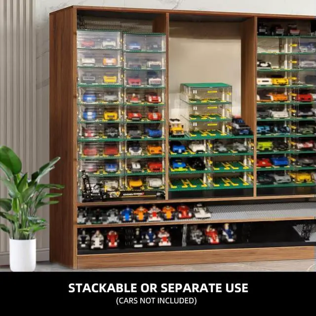 Alt view image 6 of 6 - Cars Garage Building Set Compatible with Lego Display 130pc 3-Story | Adjustable 3-story garage fits 8-stud cars, with movable doors, removable roof and rearrangeable floors. Cars not included.