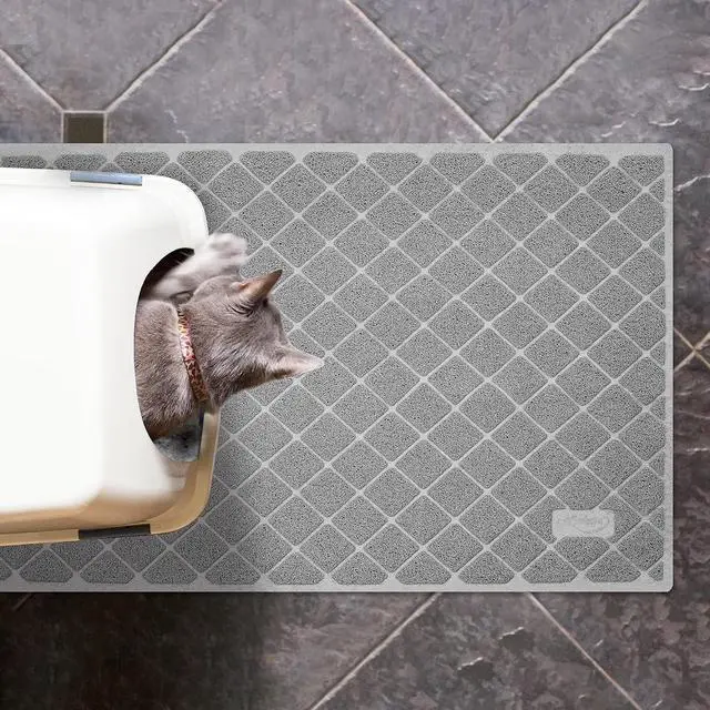 Alt view image 2 of 7 - Premium Cat Litter Mat, Litter Box Mat with Non-Slip and Waterproof Backing, Litter Trapping Mat Soft on Kitty Paws and Easy to Clean, Cat Mat Traps Litter from Box