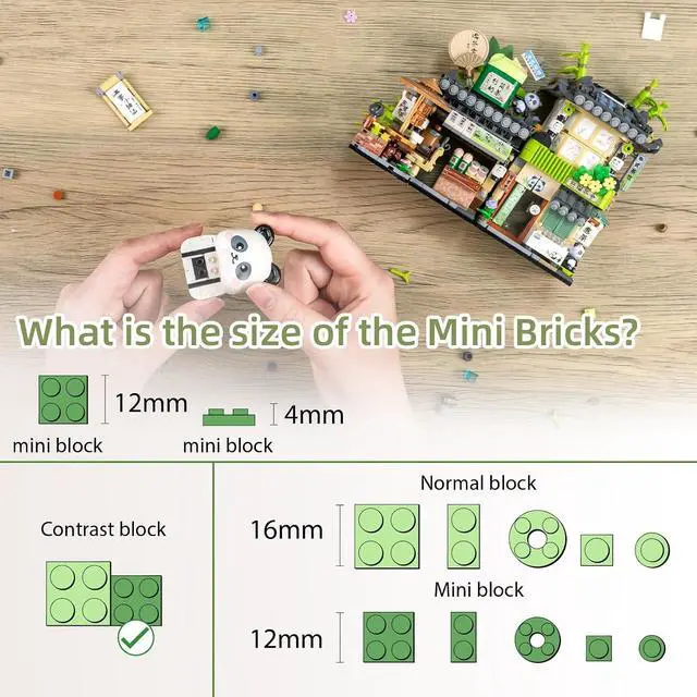 Alt view image 4 of 6 - Street View Tea Shop Mini Building Blocks, MOC Creative Building Toys Cute Panda Animals Building Set for Girls 6-12, Simulation Architecture Construction Toy, Gift Idea for Kids Adults (860PCS)