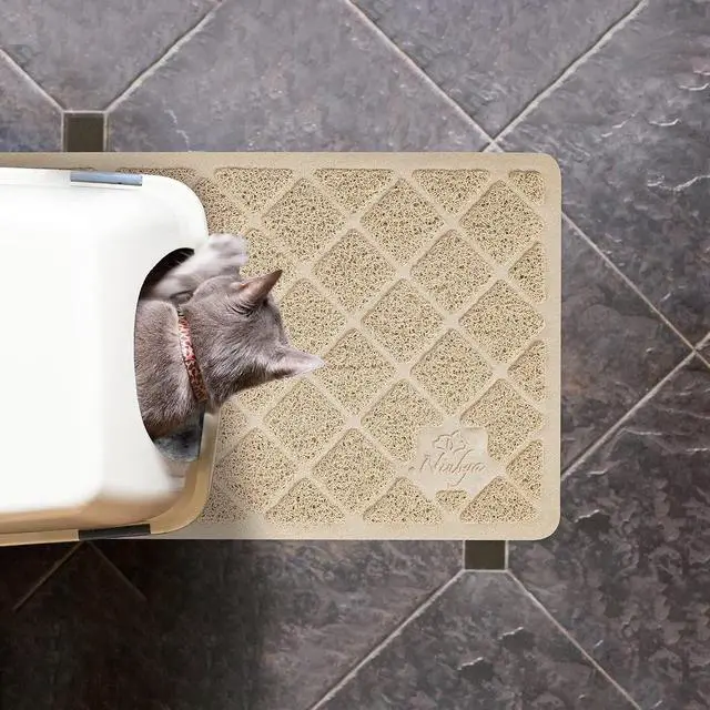 Alt view image 2 of 7 - Premium Cat Litter Mat, Litter Box Mat with Non-Slip and Waterproof Backing, Litter Trapping Mat Soft on Kitty Paws and Easy to Clean, Cat Mat Traps Litter from Box