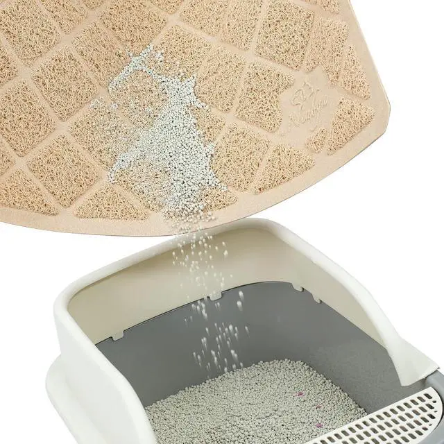 Alt view image 3 of 7 - Premium Cat Litter Mat, Litter Box Mat with Non-Slip and Waterproof Backing, Litter Trapping Mat Soft on Kitty Paws and Easy to Clean, Cat Mat Traps Litter from Box