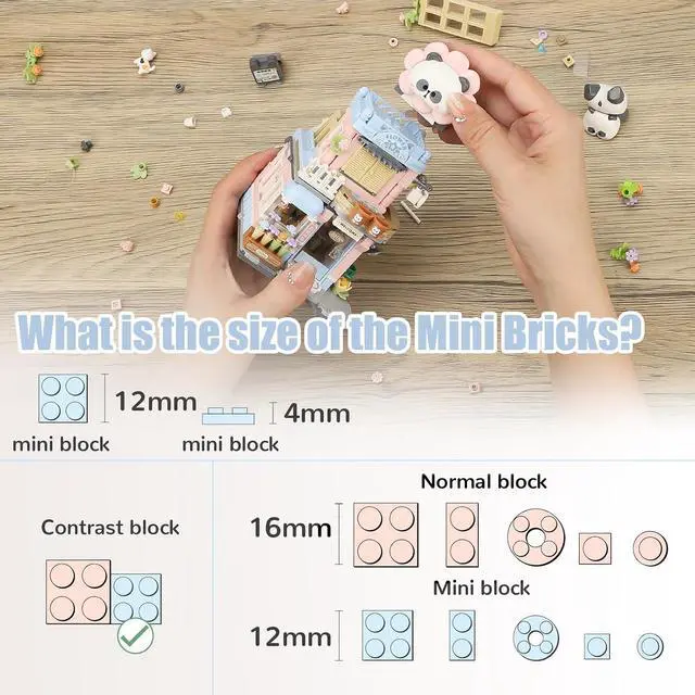 Alt view image 4 of 6 - Street View Flower House Shop Mini Building Blocks, MOC Creative Building Toys Cute Panda Building Set for Kids 6-12, Simulation Architecture Construction Toy, Gift Idea for Kids Adults (810PCS)