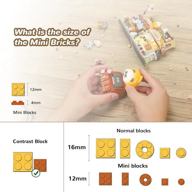 Alt view image 4 of 6 - Japanese Street View Taiyaki Shop Building Kit, 858 Pcs | Taiyaki dessert cart, panda figure, street shop architecture, MOC mini brick model, ages 6-12 & adults, desk display