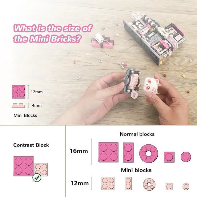 Alt view image 4 of 6 - Street View Panda Gift Shop MOC Set, 938 Pcs Mini Blocks | cute panda animals, simulation architecture, creative DIY toy, for girls boys 6-12 and adults, desk display gift