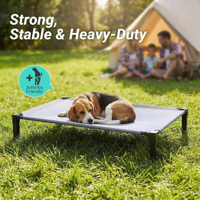 Alt view image 6 of 7 - Elevated Outdoor Dog Bed, Raised Dog Bed with Steel Framed 51in | Cooling Elevated Pet Cot with Non-Slip Feet, and Waterproof, Washable, Breathable Teslin Mesh