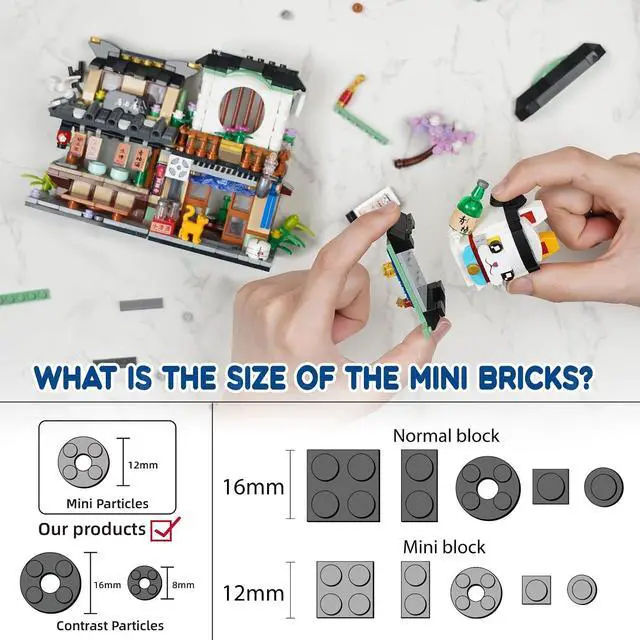 Alt view image 4 of 6 - Japanese Street View Izakaya Shop Mini Building Blocks, MOC Creative Cute Japanese Toys Model Set, 809 PCS Simulation Architecture Construction Toy, Gift for Adults Kids Girls Boys 6-12