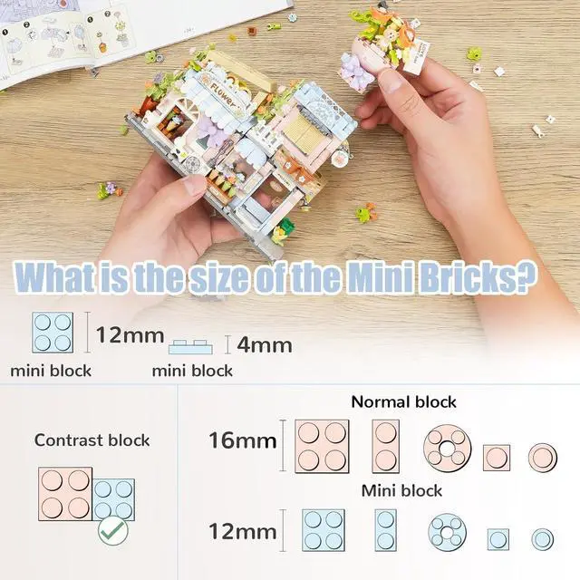Alt view image 4 of 6 - Street View Flower House Shop Mini Building Blocks, MOC Creative Building Toys Cute Panda Building Set for Girls 6-12, Simulation Architecture Construction Toy, Gift Idea for Kids Adults (854 PCS)