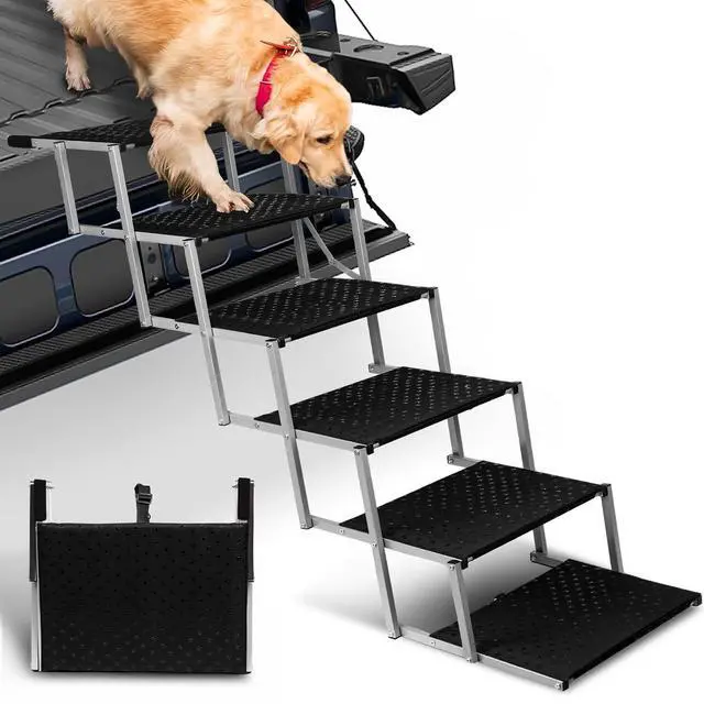 Main image of Foldable Dog Stairs for Car,17" Extra Wide Pet Ramp for Large Dog,6 Steps | 17" Extra Wide 200LBS Capacity Lightweight Portable Reinforced Pet Ramp for SUV Truck High Bed