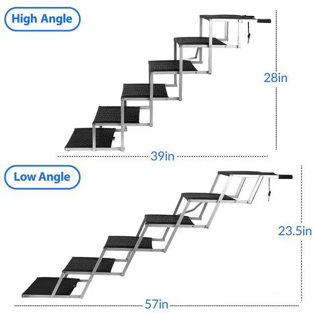 Alt view image 2 of 7 - Foldable Dog Stairs for Car,17" Extra Wide Pet Ramp for Large Dog,6 Steps | 17" Extra Wide 200LBS Capacity Lightweight Portable Reinforced Pet Ramp for SUV Truck High Bed