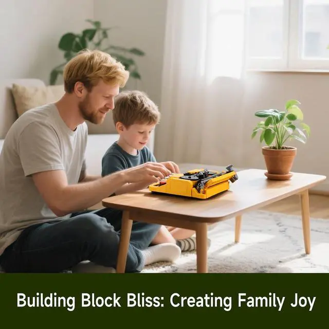 Alt view image 6 of 6 - Retro Typewriter Building Set Compatible with Lego Mini Model | Retro typewriter with platen roller, printed paper and 26 keys creates a nostalgic model for creative play and desk display.