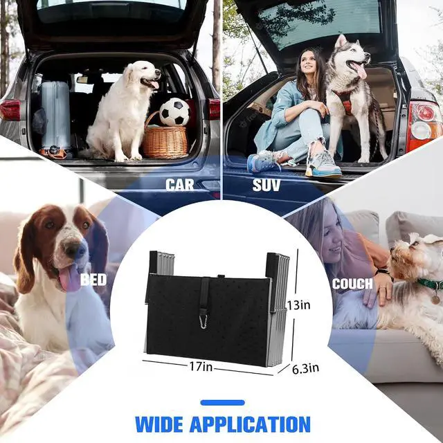 Alt view image 6 of 7 - Foldable Dog Stairs for Car,17" Extra Wide Pet Ramp for Large Dog,6 Steps | 17" Extra Wide 200LBS Capacity Lightweight Portable Reinforced Pet Ramp for SUV Truck High Bed