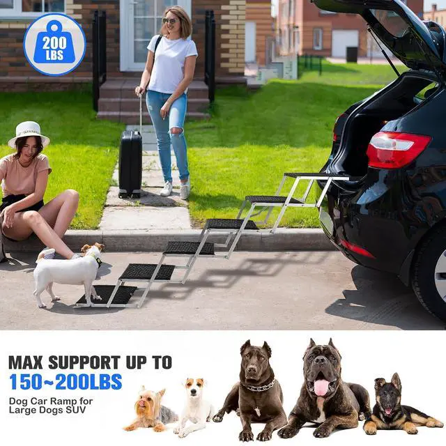 Alt view image 7 of 7 - Foldable Dog Stairs for Car,17" Extra Wide Pet Ramp for Large Dog,6 Steps | 17" Extra Wide 200LBS Capacity Lightweight Portable Reinforced Pet Ramp for SUV Truck High Bed