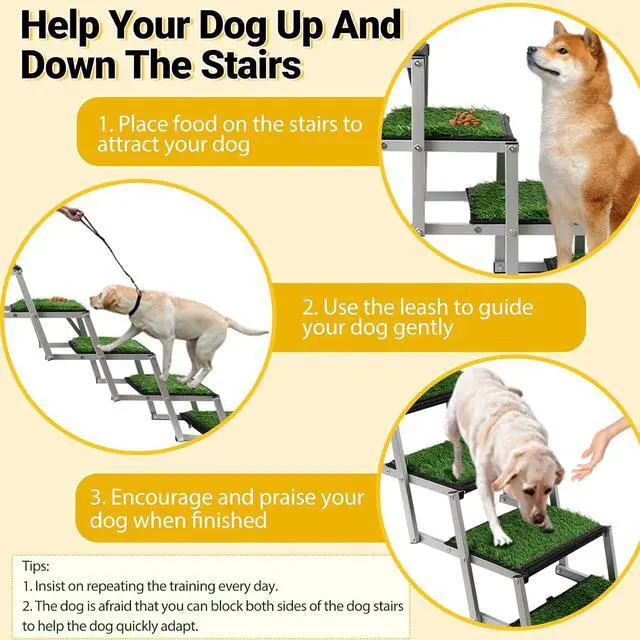 Alt view image 7 of 7 - Grass Dog Stairs for Car,Non-Slip Folding Dog Ramps for Large Dogs, 5 Steps | Extra Wide Portable Doggy Steps for Cars, SUV, Trucks,Pet Ramp Supports Up to 200 lbs