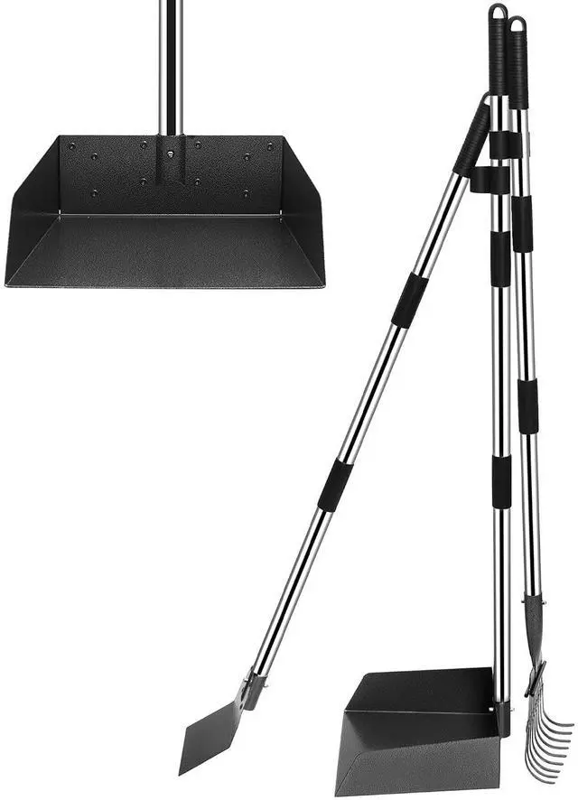 Main image of Pooper Scooper for Dogs, Metal Poop Scooper Tray and Rake Set with Adjustable Long Handle, Dog Pooper Scooper for Pet Waste Removal