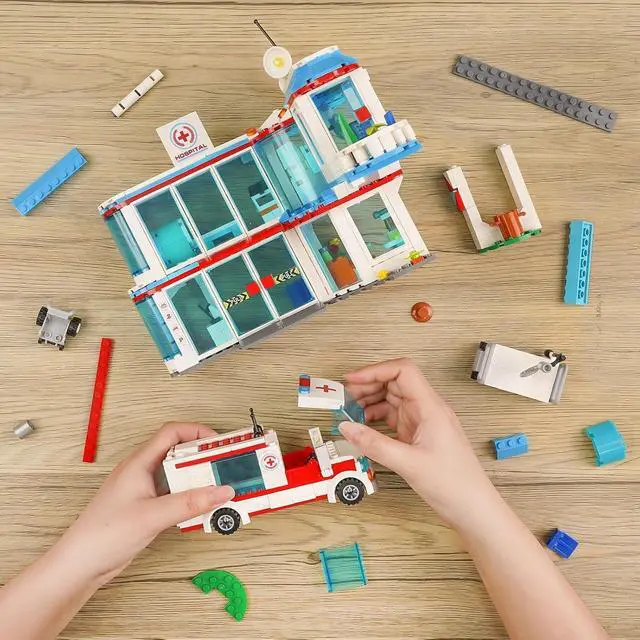 Alt view image 3 of 7 - City Hospital STEM 3 in1 Building Sets, Gift for 6 7 8 9 10 Boys, 687 PCS | Compatible with Ambulance Tor Truck, Rescue Helicopter, Connect to Other City Sets