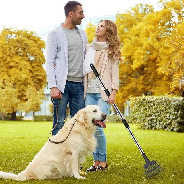 Alt view image 6 of 6 - Pooper Scooper for Dogs, Metal Poop Scooper Tray and Rake Set with Adjustable Long Handle, Dog Pooper Scooper for Pet Waste Removal