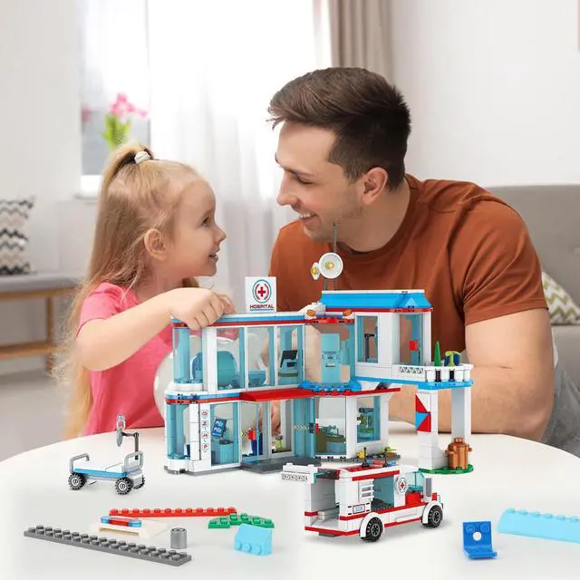 Alt view image 7 of 7 - City Hospital STEM 3 in1 Building Sets, Gift for 6 7 8 9 10 Boys, 687 PCS | Compatible with Ambulance Tor Truck, Rescue Helicopter, Connect to Other City Sets