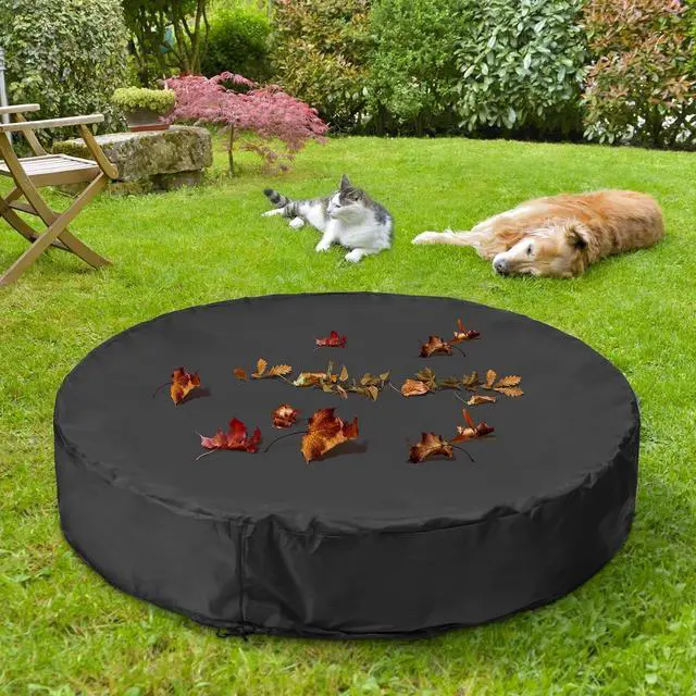 Alt view image 6 of 6 - Round Dog Pool Cover, Foldable Pet Swimming Pool Cover, Waterproof Dustproof and Washable Pool Protective Cover with Drawstring Design, 48 x 12 Inches