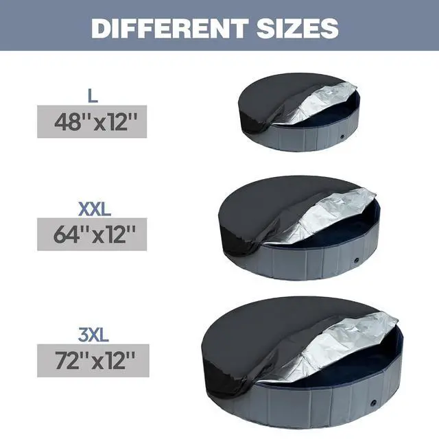 Alt view image 2 of 7 - Round Dog Pool Cover, Foldable Pet Swimming Pool Cover, Waterproof Dustproof and Washable Pool Protective Cover with Drawstring Design, 80 x 12 Inches