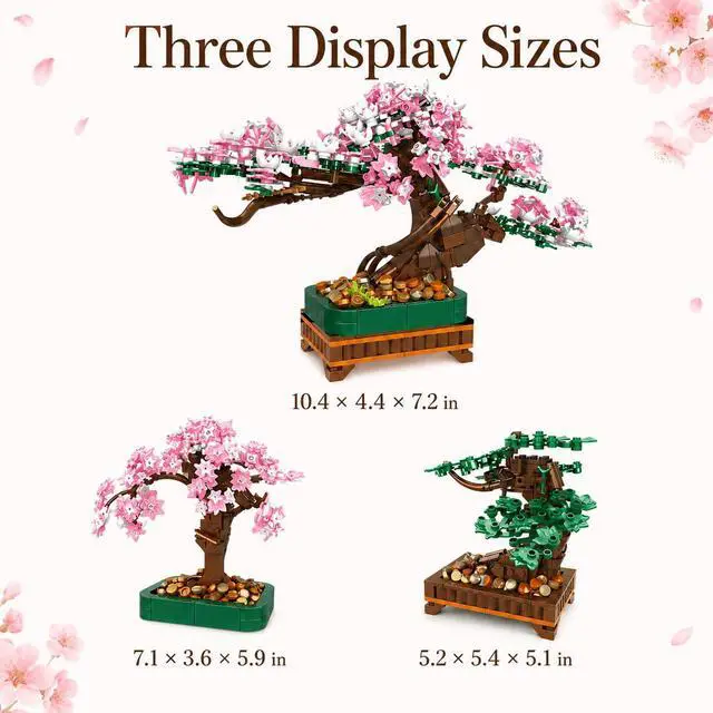 Alt view image 2 of 7 - 3-in-1 Cherry Blossom Bonsai Tree Building Set, 711 Pieces | Rebuild one 711-piece set into three bonsai configurations for a changing botanical display